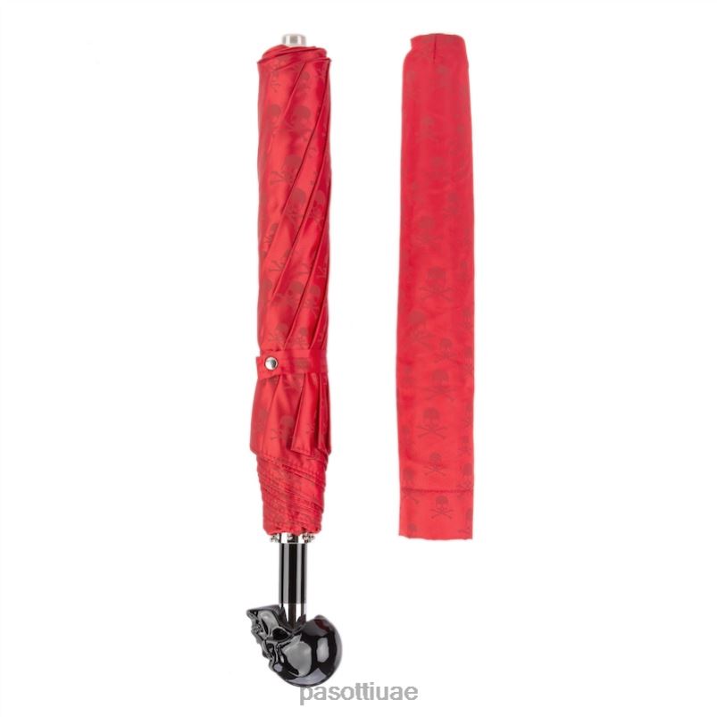 مظلة | 64 PRT W33NE - مظلة حمراء قابلة للطي مع مقبض جمجمة أسود PASOTTI Z446V167